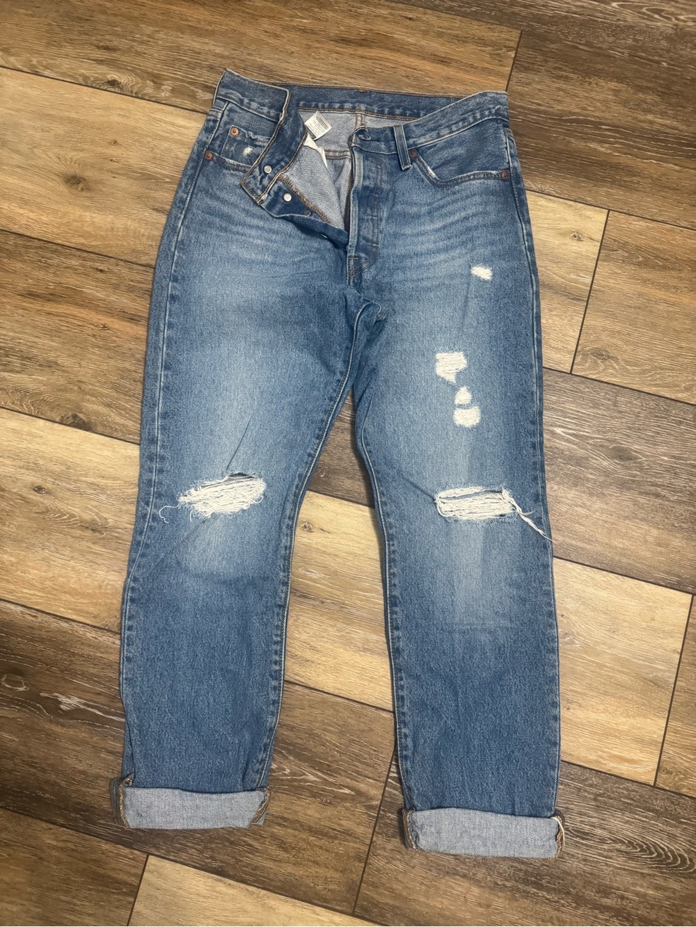 Levi's Light Blue Distressed Boyfriend Jeans